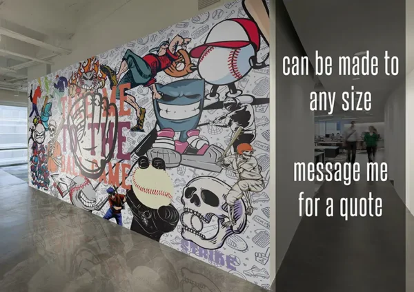 Personalised Baseball Graffiti Character Wallpaper - Image 2