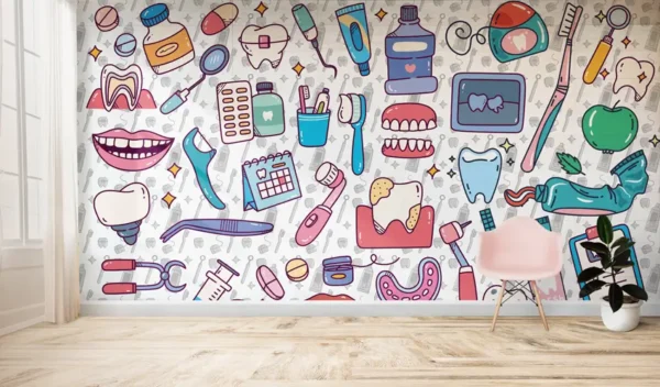 Dentist Doodle Illustration Wallpaper