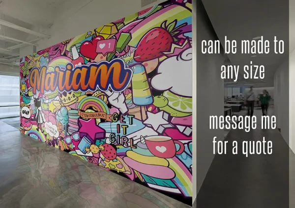 Personalised Girls Graffiti Abstract Wallpaper - Image 2