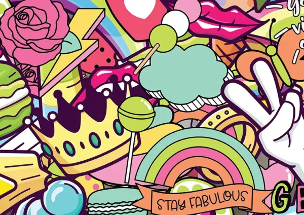 Personalised Girls Graffiti Abstract Wallpaper - Image 4