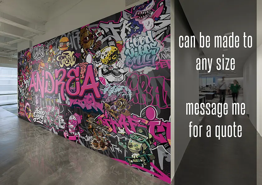 Personalised-Pink-Graffiti-Character-Wallpaper-style-2