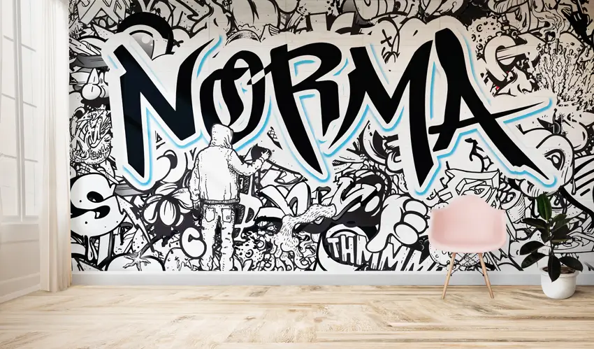 Personalised-White-Graffiti-Abstract-Wallpaper-style-2